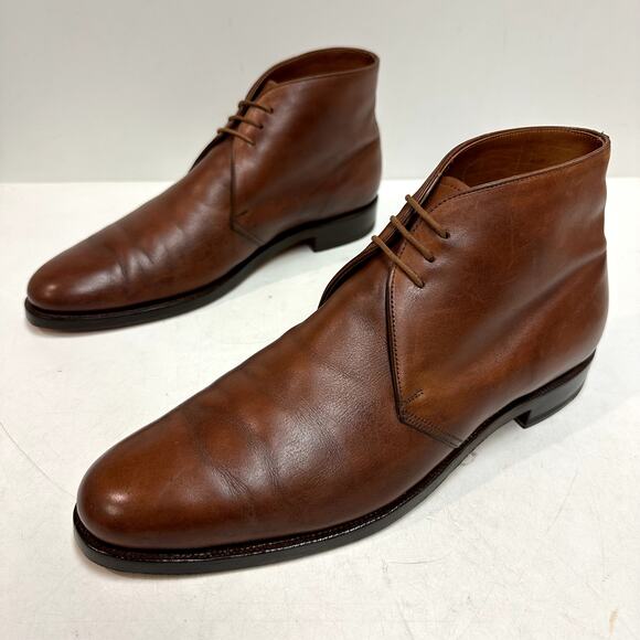 FULL RESOLE Crockett & Jones x Brooks Brothers Chukka Boots Tan Calf England 10 - Picture 6 of 14